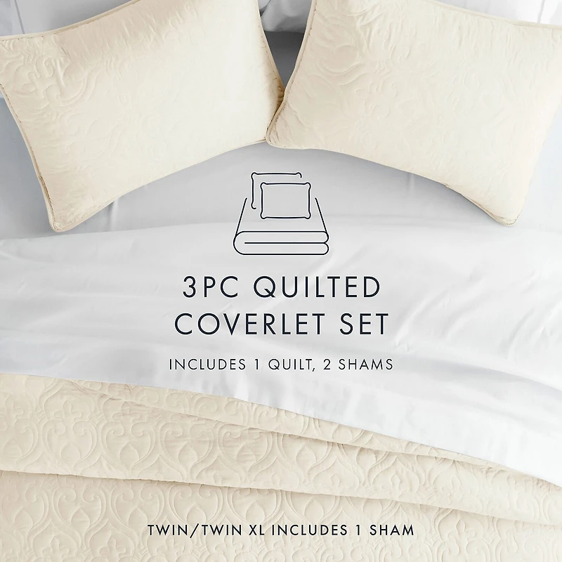 Casual Comfort Damask Stitch Quilt Set