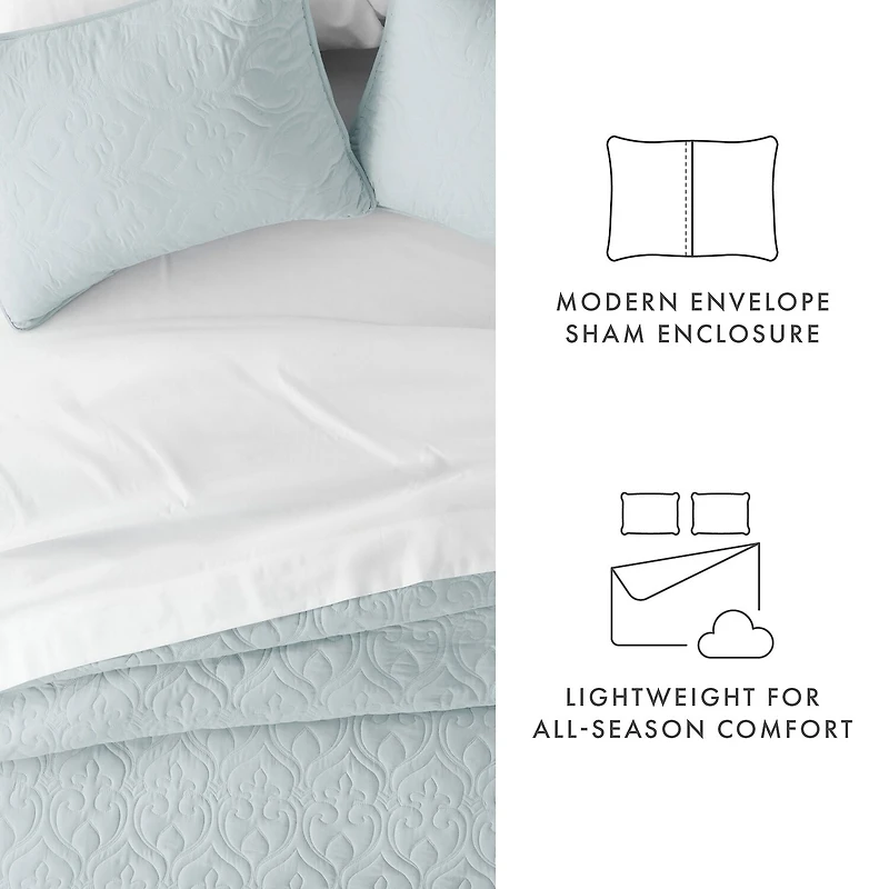Casual Comfort Damask Stitch Quilt Set