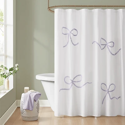 Truly Soft Textured Bows Shower Curtain