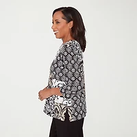 Alfred Dunner Classics Womens Crew Neck 3/4 Sleeve T-Shirt