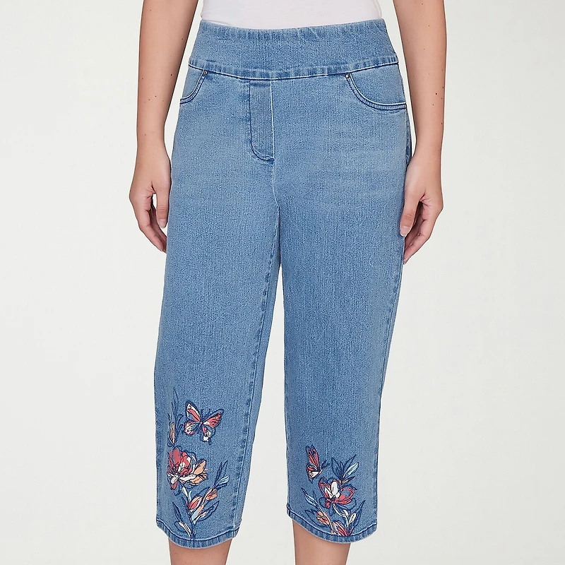Alfred Dunner Austin Womens Mid Rise Capri Jean