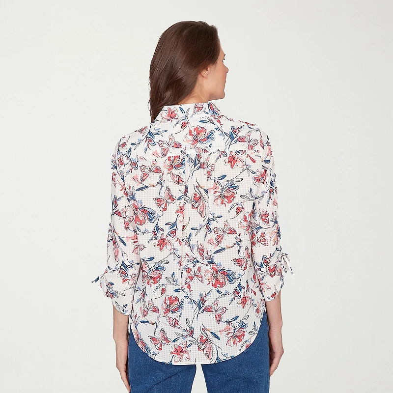 Alfred Dunner Austin Womens 3/4 Sleeve Blouse