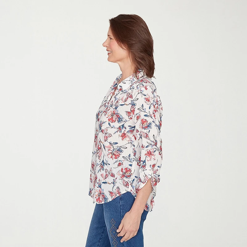 Alfred Dunner Austin Womens 3/4 Sleeve Blouse