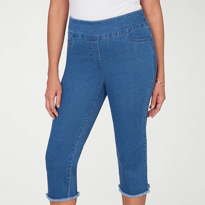 Alfred Dunner Classics Womens Mid Rise Capri Jean