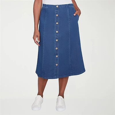 Alfred Dunner Classics Womens High Low Denim Skirt