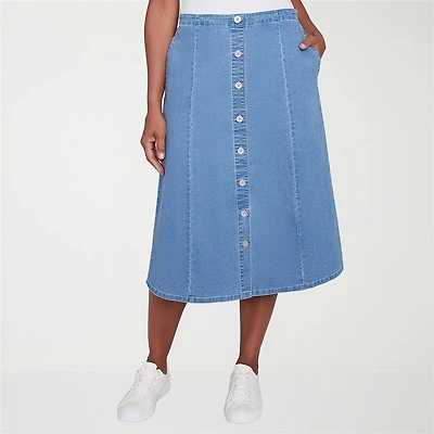Alfred Dunner Classics Womens High Low Denim Skirt