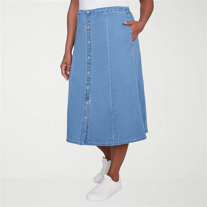 Alfred Dunner Classics Womens High Low Denim Skirt
