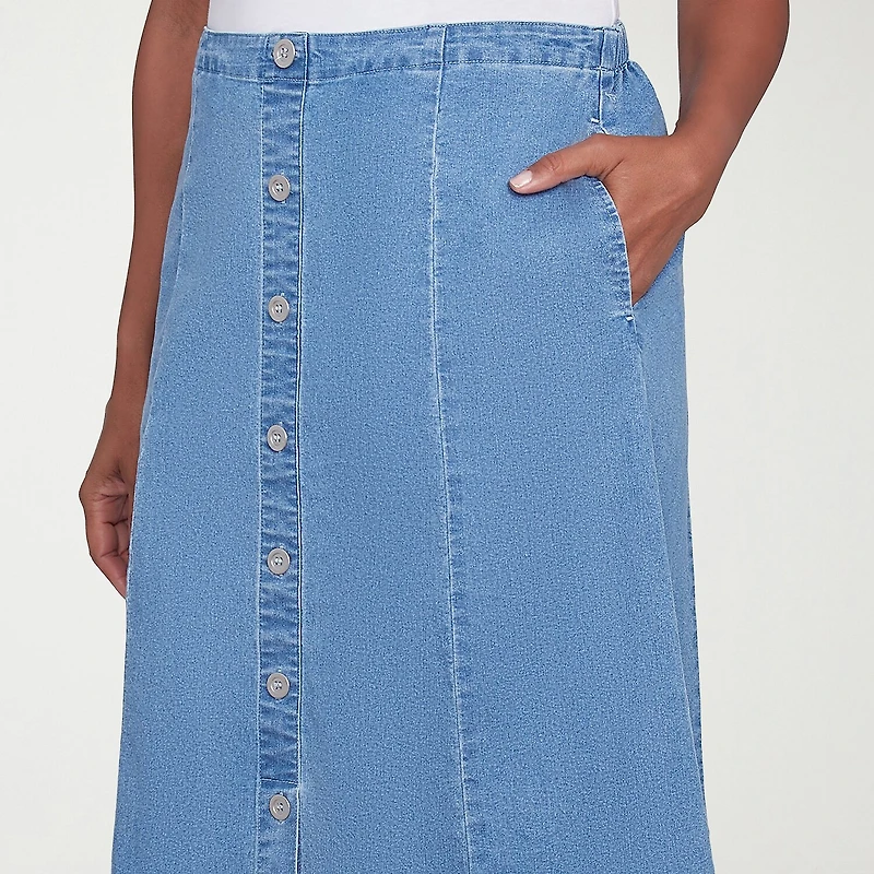 Alfred Dunner Classics Womens High Low Denim Skirt
