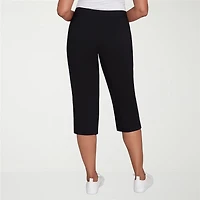 Alfred Dunner Classics Womens Stretch Fabric Straight Mid Rise Capri Pant
