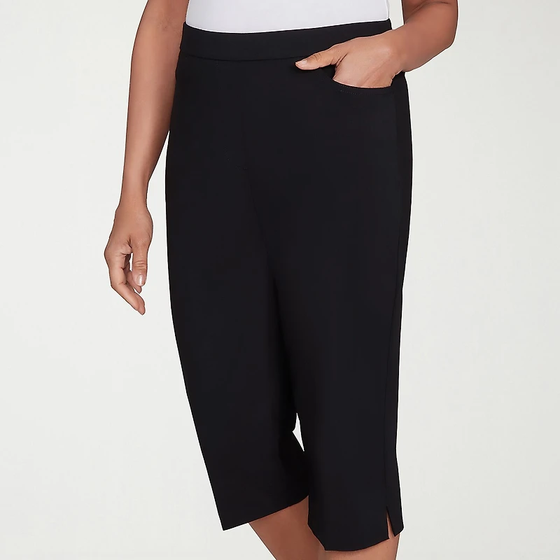 Alfred Dunner Classics Womens Stretch Fabric Straight Mid Rise Capri Pant