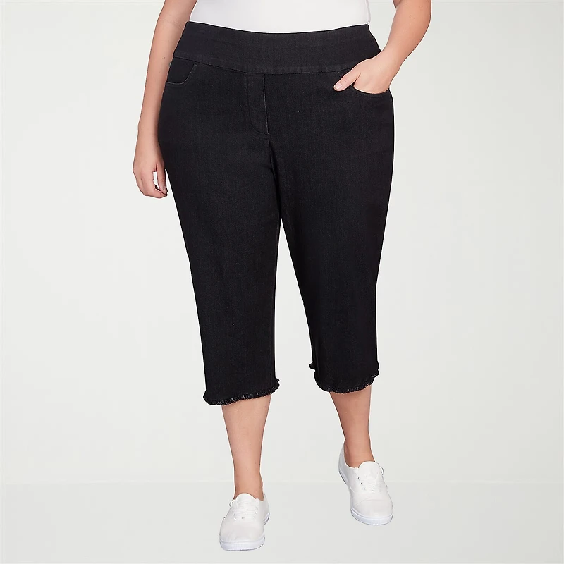 Alfred Dunner Classics Womens Plus Mid Rise Stretch Fabric Capri Jean