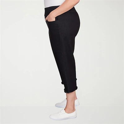 Alfred Dunner Classics Womens Plus Mid Rise STRETCH FABRIC Capri Jean