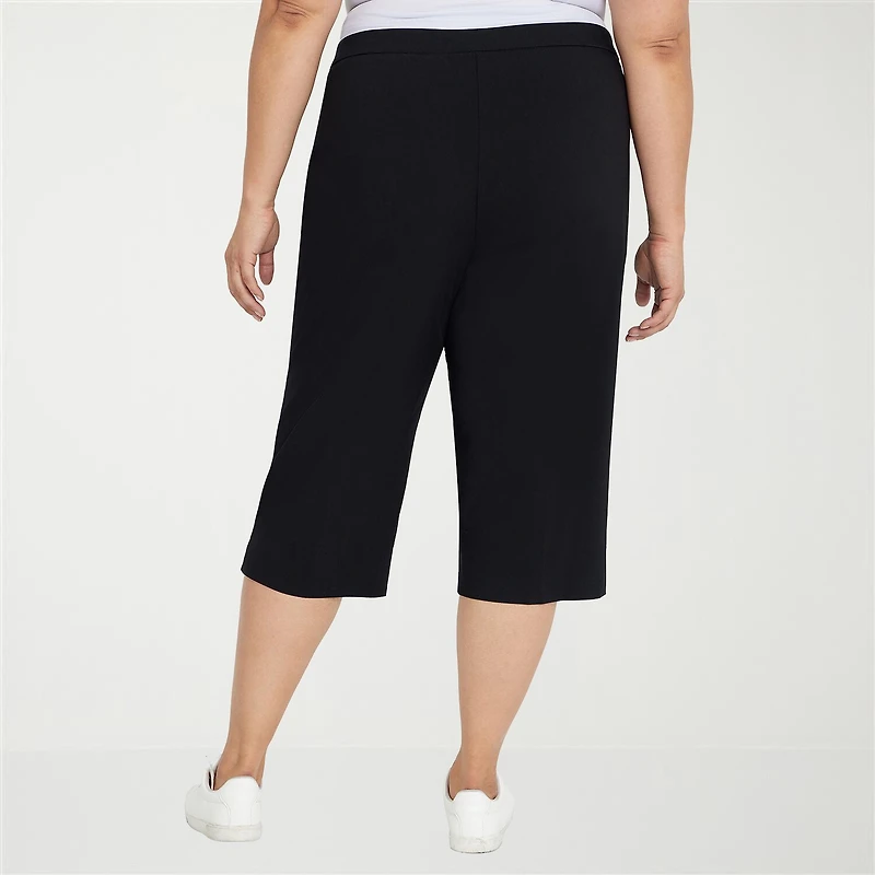 Alfred Dunner Classics Womens Plus Stretch Fabric Straight Mid Rise Capri Pant