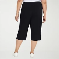 Alfred Dunner Classics Womens Plus Stretch Fabric Straight Mid Rise Capri Pant
