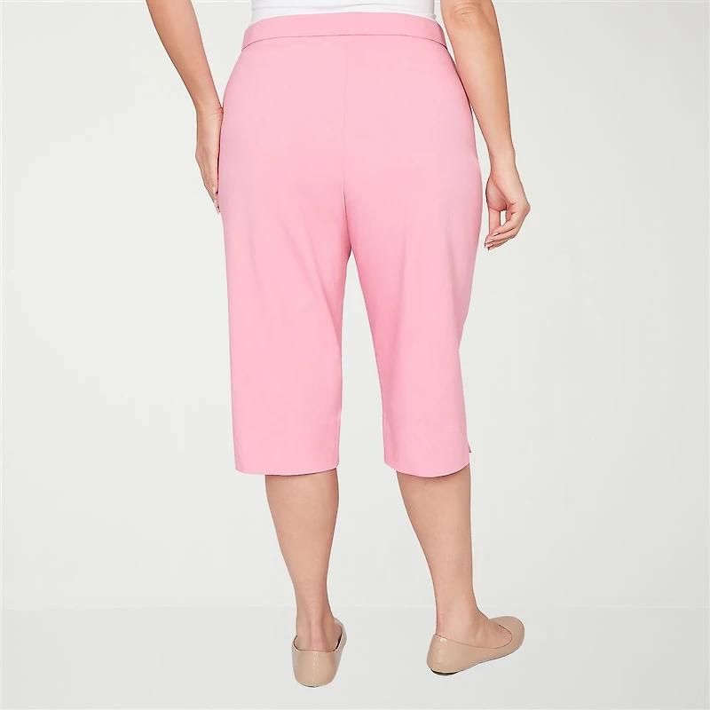 Alfred Dunner Classics Womens Plus Stretch Fabric Straight Mid Rise Capri Pant