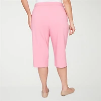 Alfred Dunner Classics Womens Plus Stretch Fabric Straight Mid Rise Capri Pant