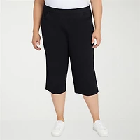 Alfred Dunner Classics Womens Plus Stretch Fabric Straight Mid Rise Capri Pant
