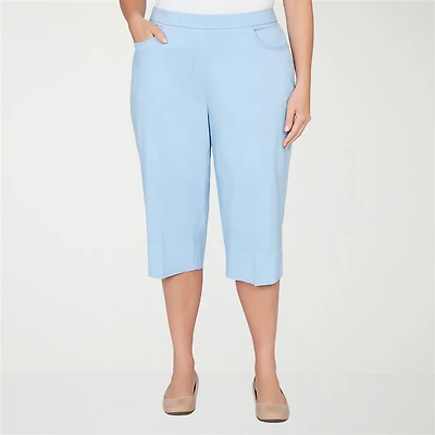 Alfred Dunner Classics Womens Plus Stretch Fabric Straight Mid Rise Capri Pant