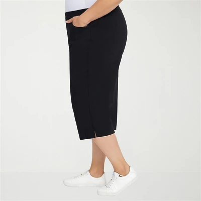 Alfred Dunner Classics Womens Plus STRETCH FABRIC Straight Mid Rise Capri Pant