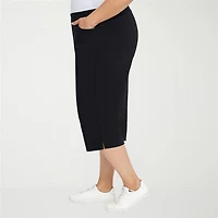 Alfred Dunner Classics Womens Plus Stretch Fabric Straight Mid Rise Capri Pant