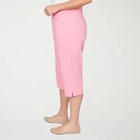 Alfred Dunner Classics Womens Plus Stretch Fabric Straight Mid Rise Capri Pant