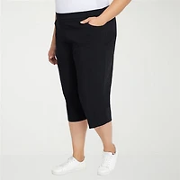 Alfred Dunner Classics Womens Plus Stretch Fabric Straight Mid Rise Capri Pant