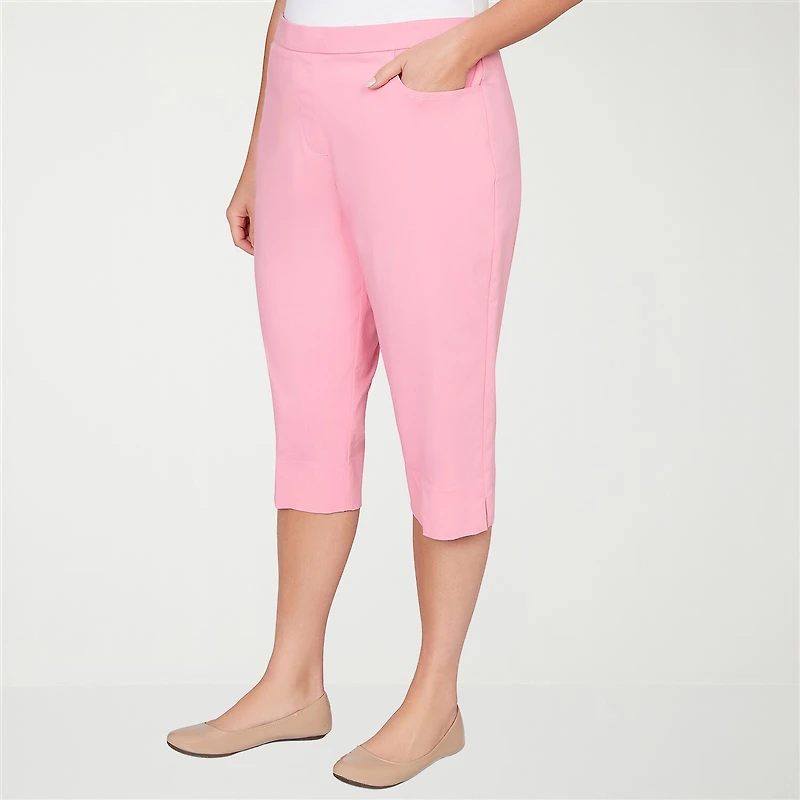 Alfred Dunner Classics Womens Plus Stretch Fabric Straight Mid Rise Capri Pant