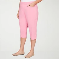 Alfred Dunner Classics Womens Plus Stretch Fabric Straight Mid Rise Capri Pant