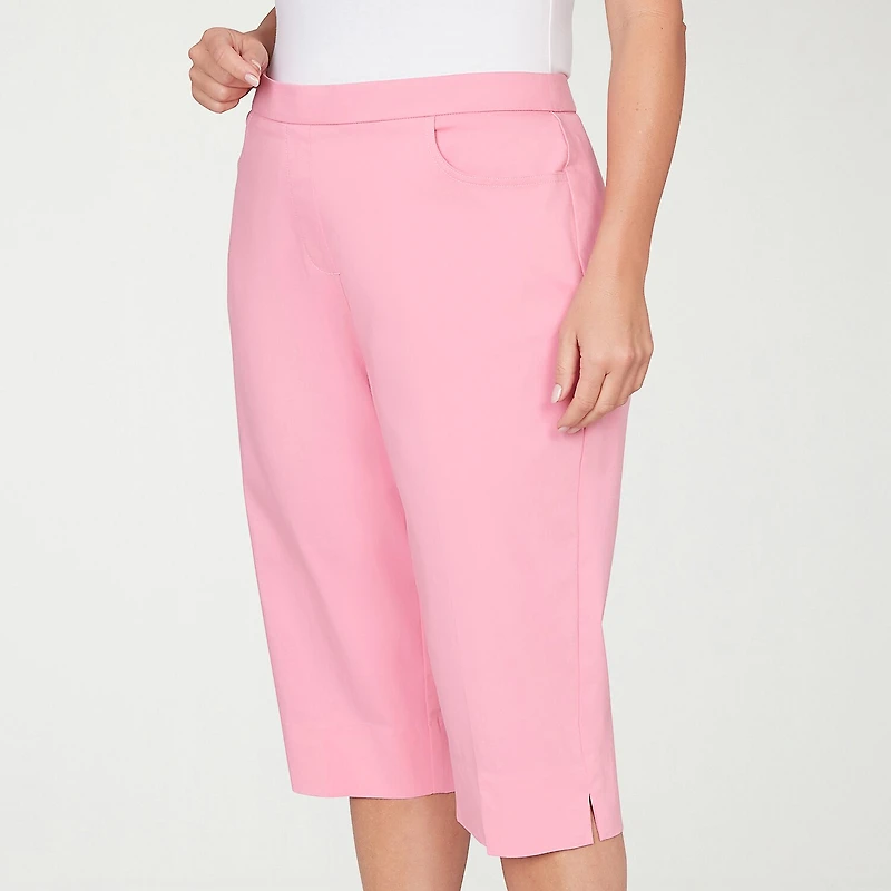 Alfred Dunner Classics Womens Plus Stretch Fabric Straight Mid Rise Capri Pant