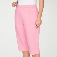 Alfred Dunner Classics Womens Plus Stretch Fabric Straight Mid Rise Capri Pant