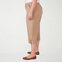 Alfred Dunner Classics Womens Plus Straight Mid Rise Capri Pant