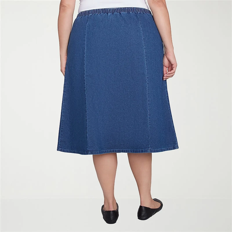 Alfred Dunner Classics Womens Plus Midi Denim Skirt