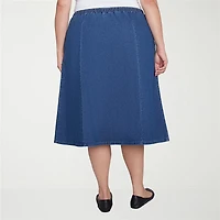 Alfred Dunner Classics Womens Plus Midi Denim Skirt
