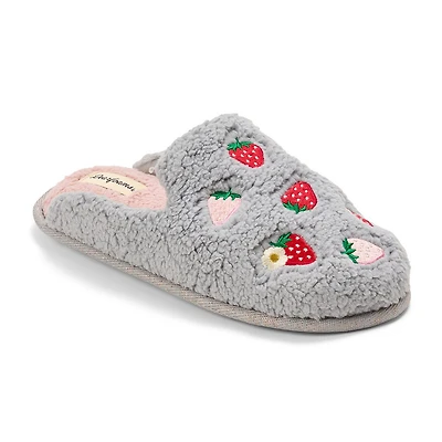 Dearfoams Teddy Heart Scuff Womens Memory Foam Slip-On Slippers