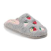 Dearfoams Teddy Heart Scuff Womens Memory Foam Slip-On Slippers