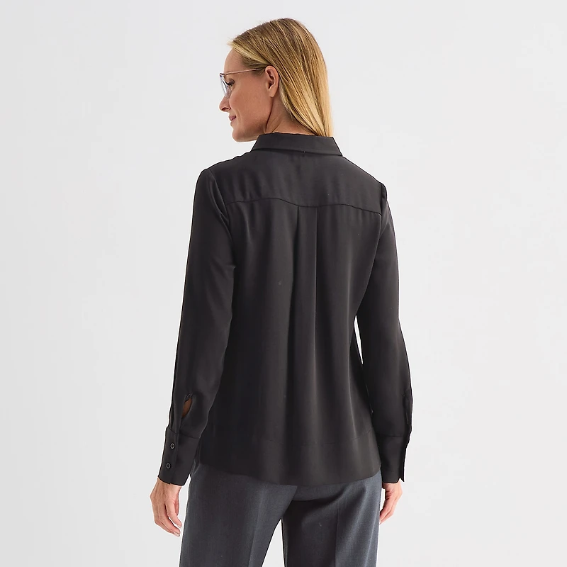 Liz Claiborne Womens Tall Fitted Long Sleeve Regular Fit Button-Down Shirt