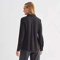 Liz Claiborne Womens Tall Fitted Long Sleeve Regular Fit Button-Down Shirt