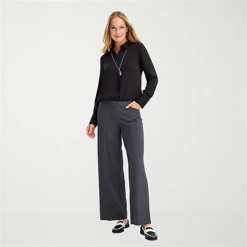 Liz Claiborne Womens Tall Fitted Long Sleeve Regular Fit Button-Down Shirt