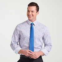 Nick Graham Mens Spread Collar Long Sleeve Stretch Fabric Shirt + Tie Set