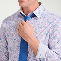 Nick Graham Mens Spread Collar Long Sleeve Stretch Fabric Shirt + Tie Set