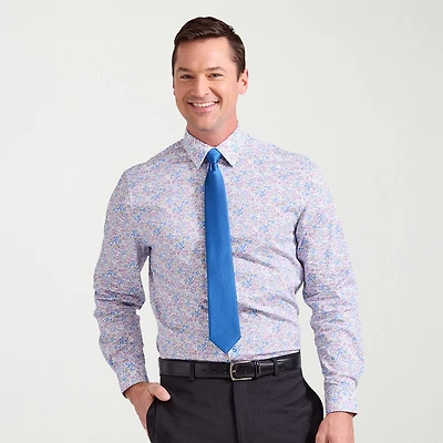 Nick Graham Mens Spread Collar Long Sleeve Stretch Fabric Shirt + Tie Set