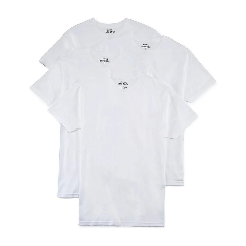 Stafford Dry + Cool Mens 4 Pack Short Sleeve Crew Neck Moisture Wicking T-Shirt