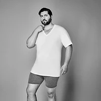 Stafford Dry + Cool Mens 4 Pack Short Sleeve V Neck MOISTURE_WICKING T-Shirt