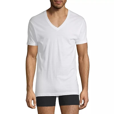 Stafford Dry + Cool Mens 4 Pack Short Sleeve V Neck MOISTURE_WICKING T-Shirt