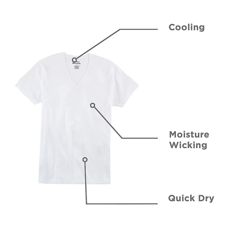 Stafford Dry + Cool Mens 4 Pack Short Sleeve V Neck MOISTURE_WICKING T-Shirt