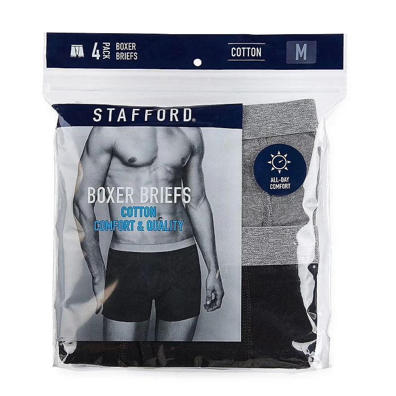Stafford Cotton Mens 4 Pack Boxer Briefs 302866
