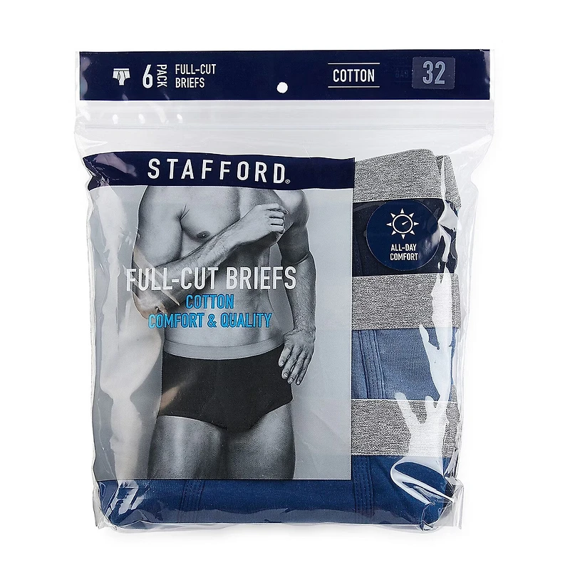 Stafford Cotton Full Cut Mens 6 Pack Briefs 302852