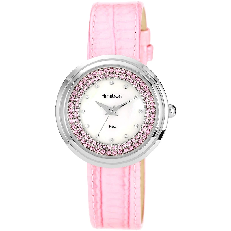 Armitron® Now® Womens Pink Crystal Accent Mother-of-Pearl Watch