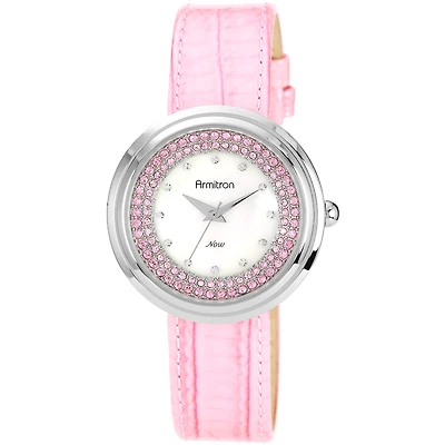 Armitron® Now® Womens Pink Crystal Accent Mother-of-Pearl Watch