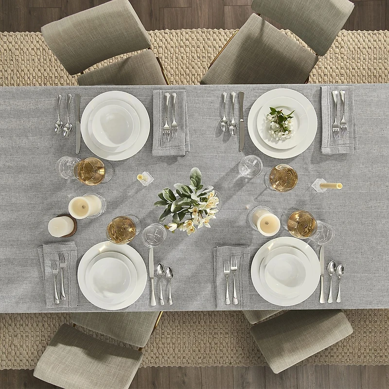 Fieldcrest Luxury Cotton-Linen Herringbone Tablecloth